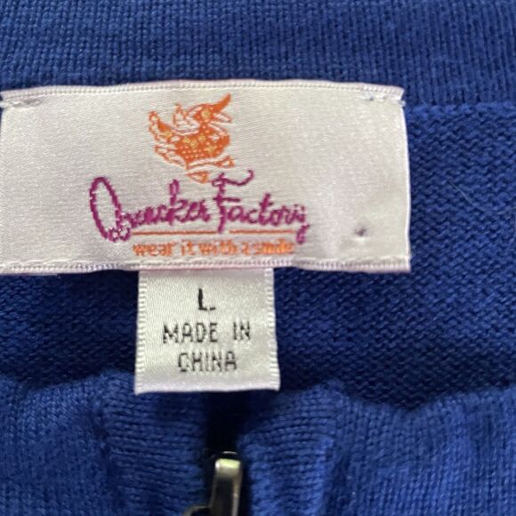 Quacker Factory full zip front blue sequin front cardigan sweater women’s size L - Picture 6 of 8